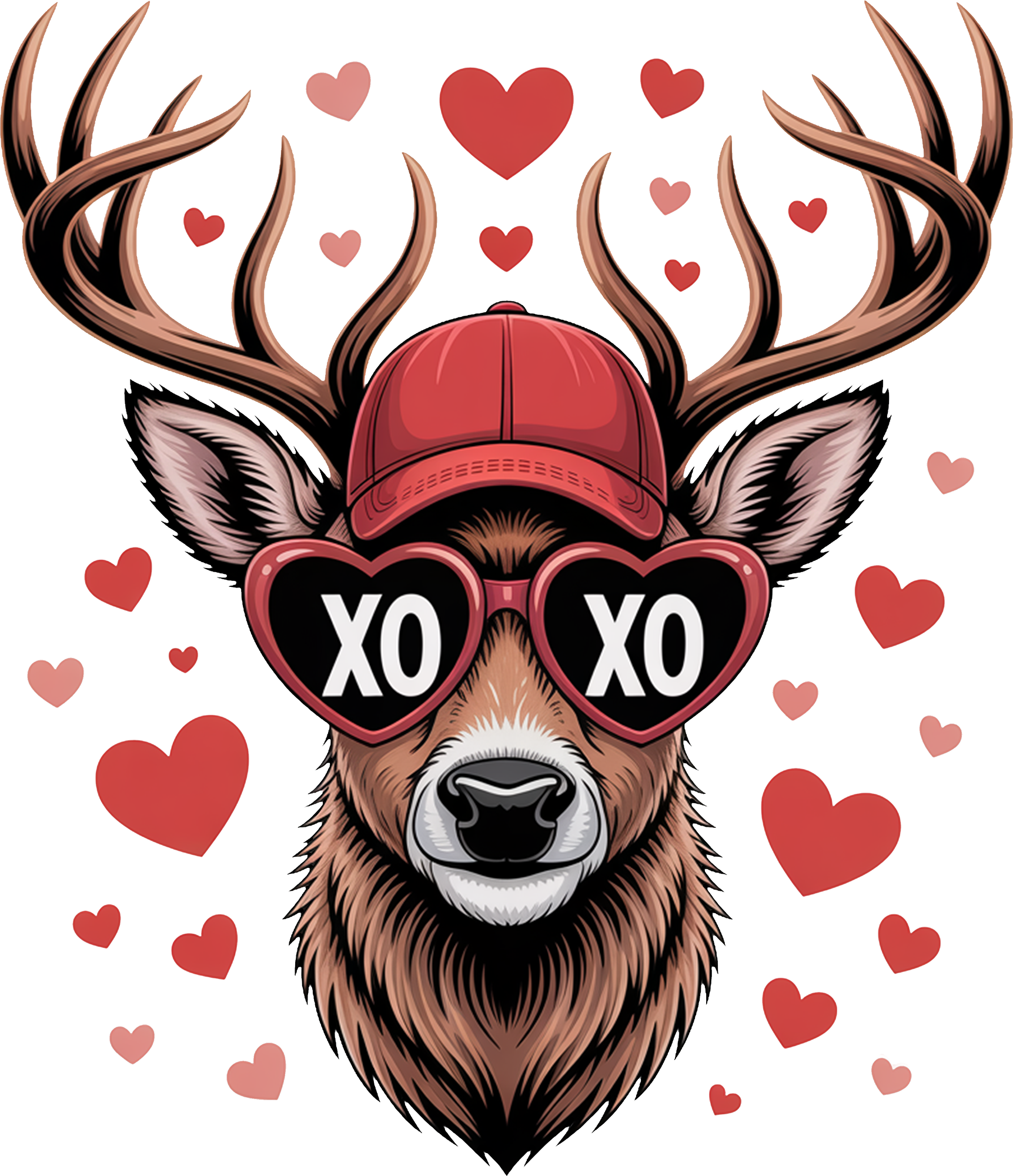 Valentine Day Heart Xoxo Reindeer - Valentines Day Ready to Press DTF Transfer