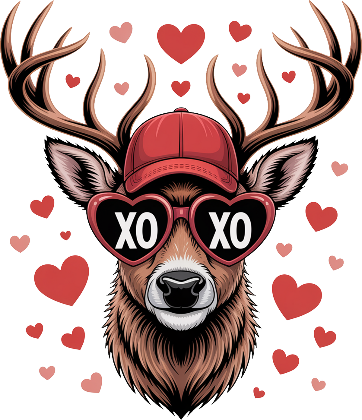 Valentine Day Heart Xoxo Reindeer - Valentines Day Ready to Press DTF Transfer