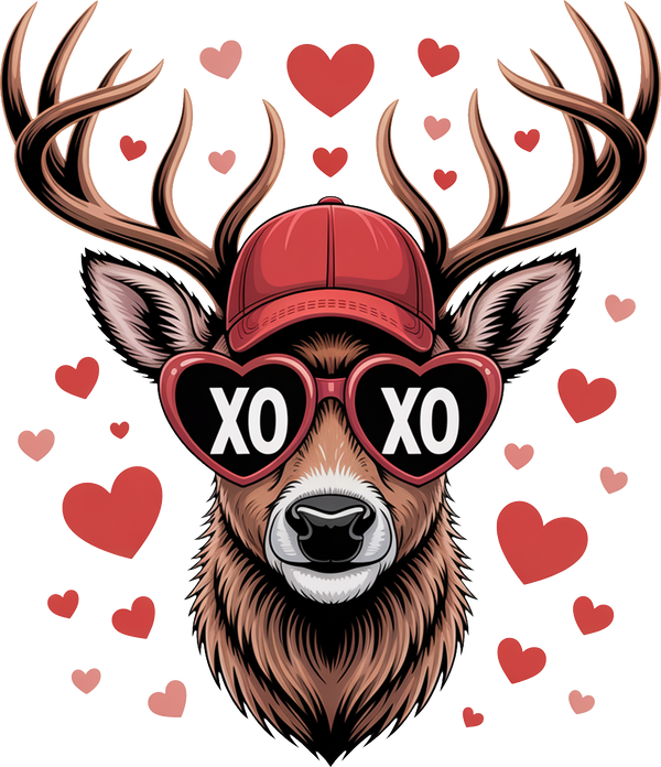 Valentine Day Heart Xoxo Reindeer - Valentines Day Ready to Press DTF Transfer