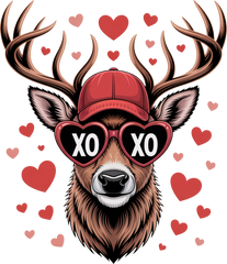 Valentine Day Heart Xoxo Reindeer - Valentines Day Ready to Press DTF Transfer