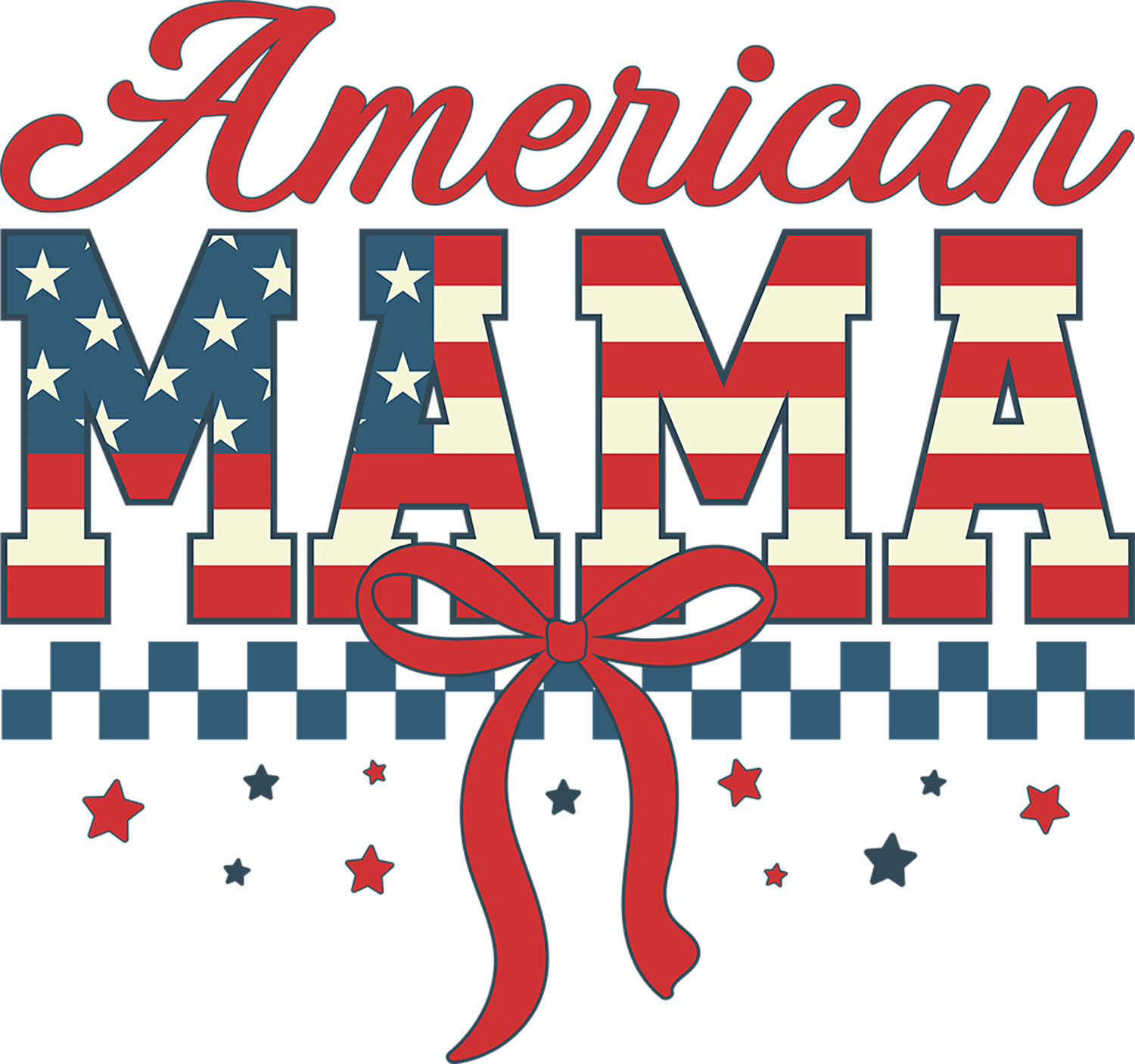 American Mama USA Flag Coquette – 4th of July Ready to Press DTF Transfer