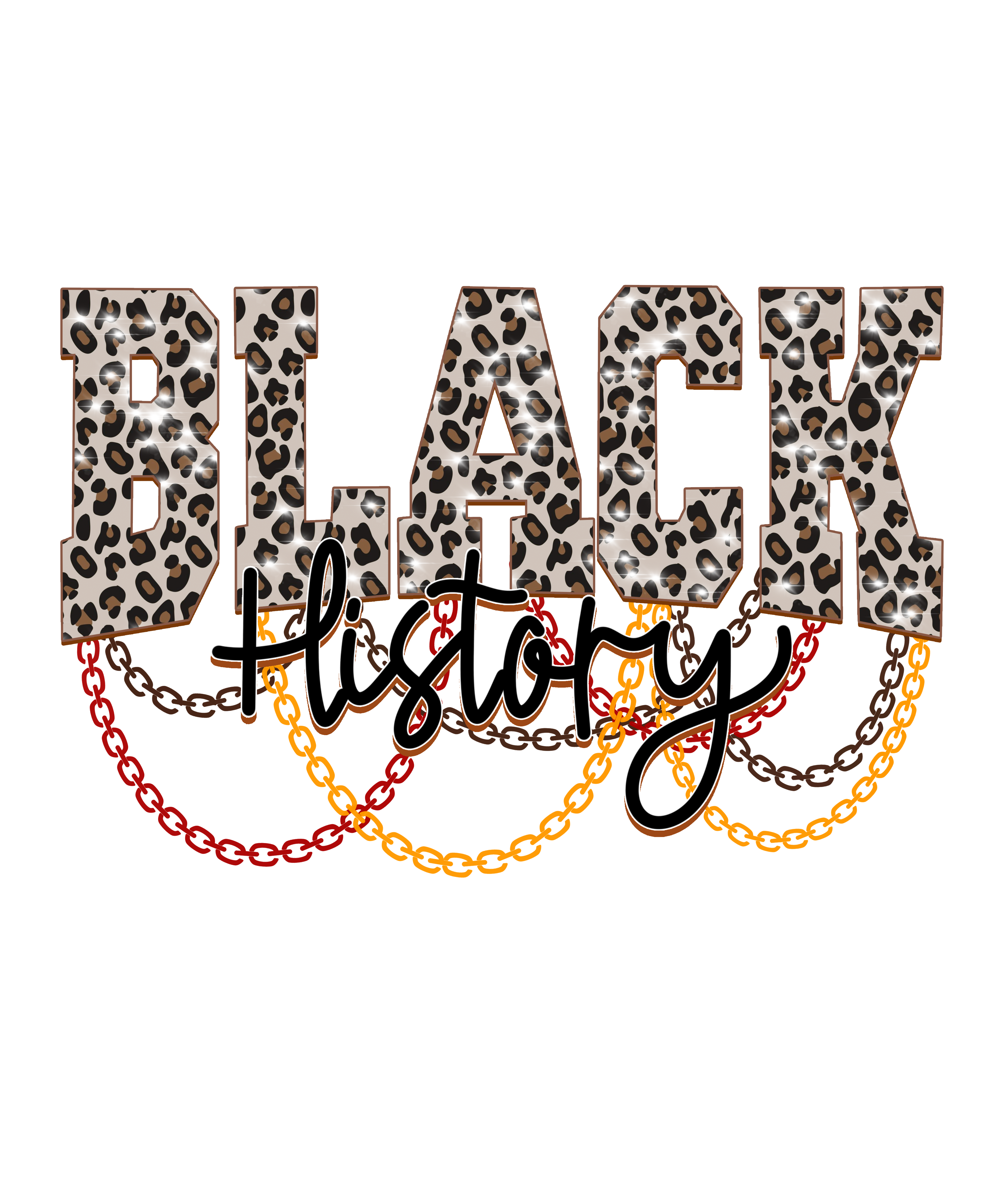 Black History Leopard Chain Design – Human Rights Ready to Press DTF Transfer