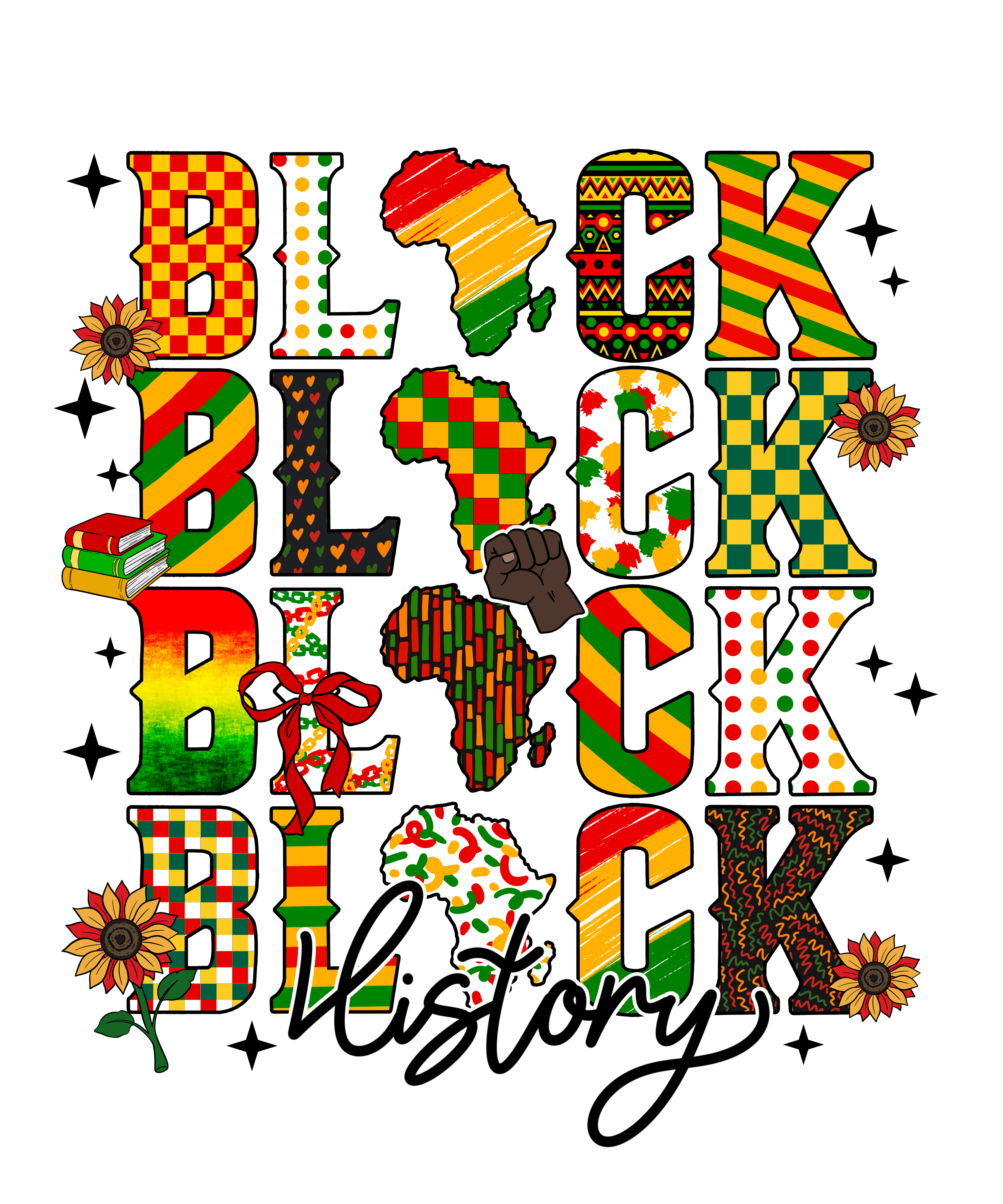 Black History Collage Typography Design – Human Rights Ready to Press DTF Transfer