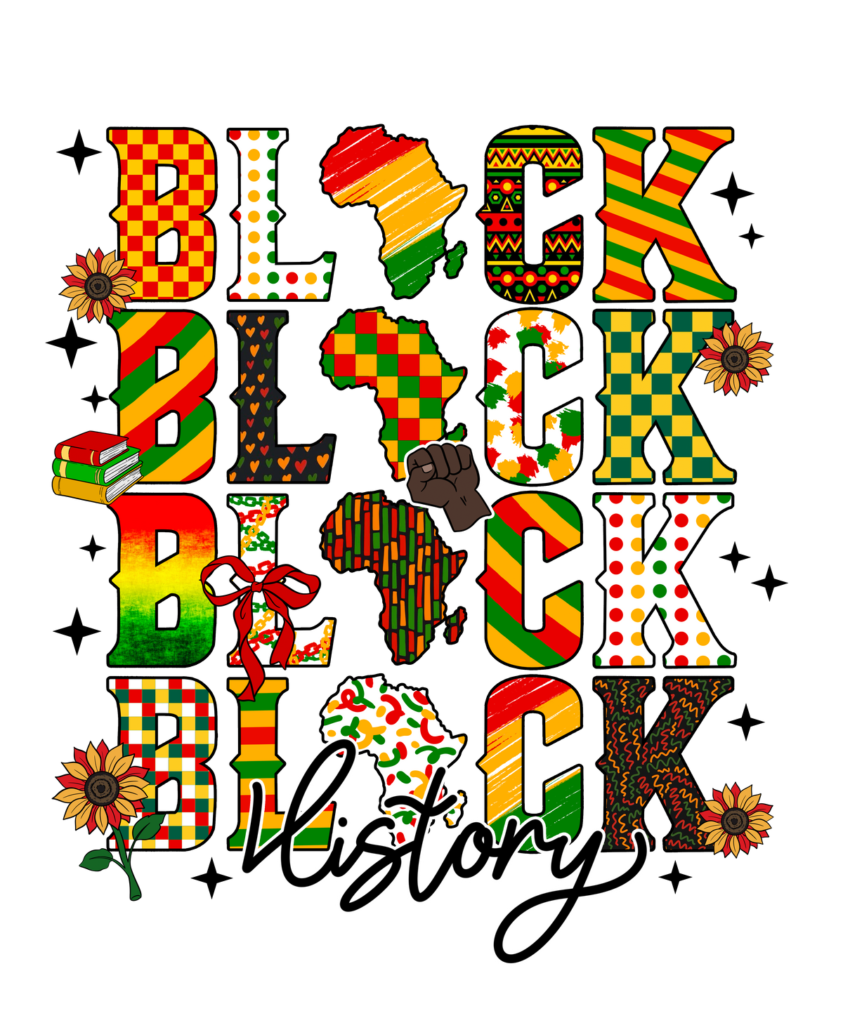 Black History Collage Typography Design – Human Rights Ready to Press DTF Transfer