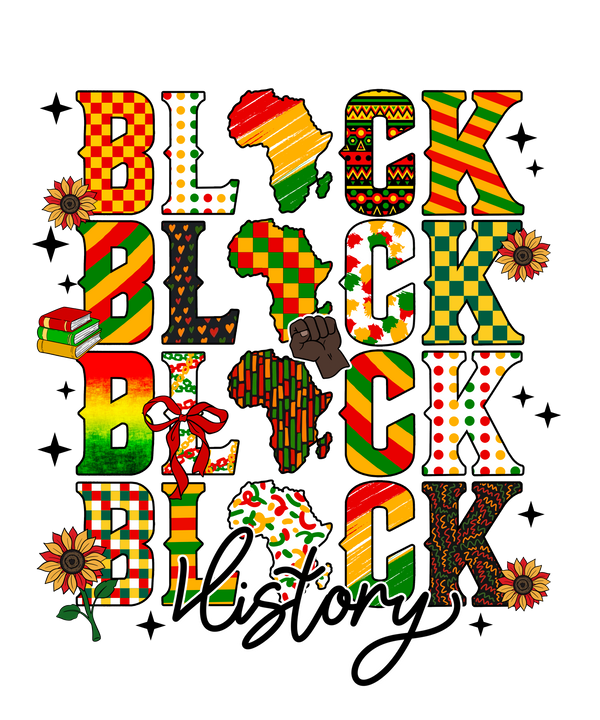Black History Collage Typography Design – Human Rights Ready to Press DTF Transfer
