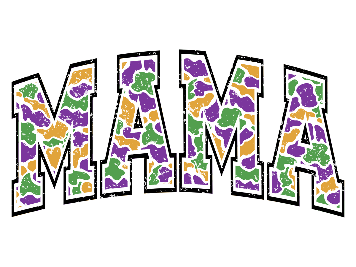 Gras,Camo Mama Mardi Gras Mom - Mardi Gras Ready to Press DTF Transfer