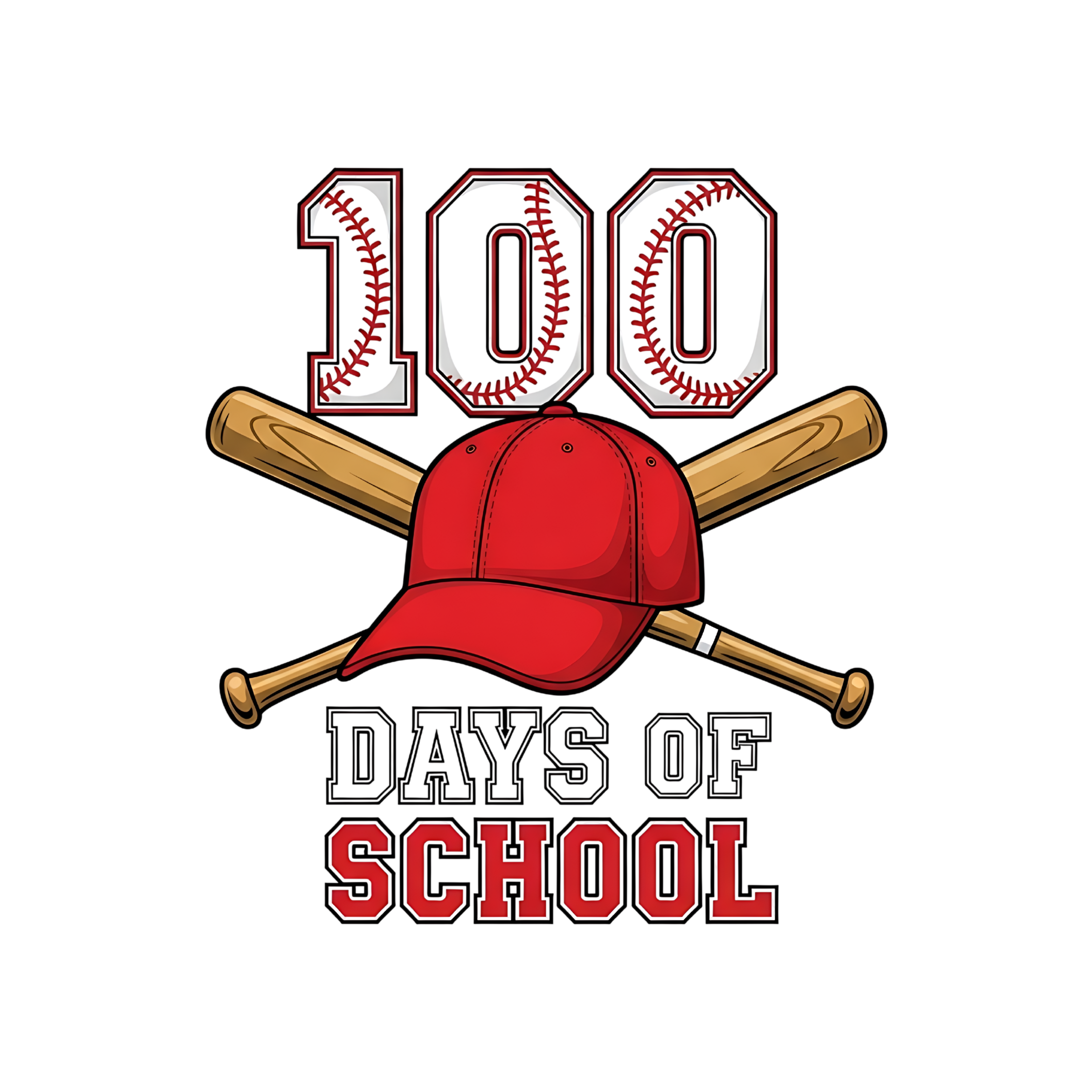 100 Days Of School Baseball - School Ready to Press DTF Transfer