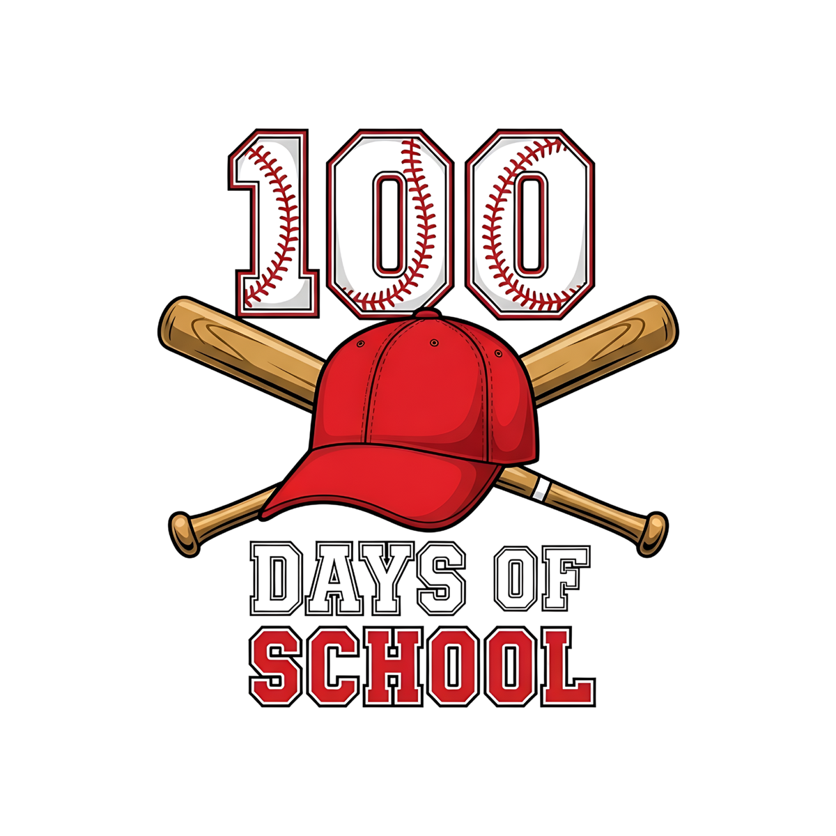 100 Days Of School Baseball - School Ready to Press DTF Transfer