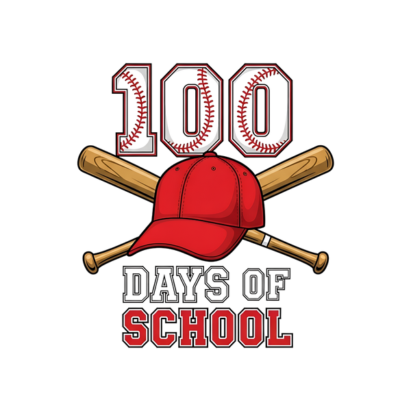 100 Days Of School Baseball - School Ready to Press DTF Transfer