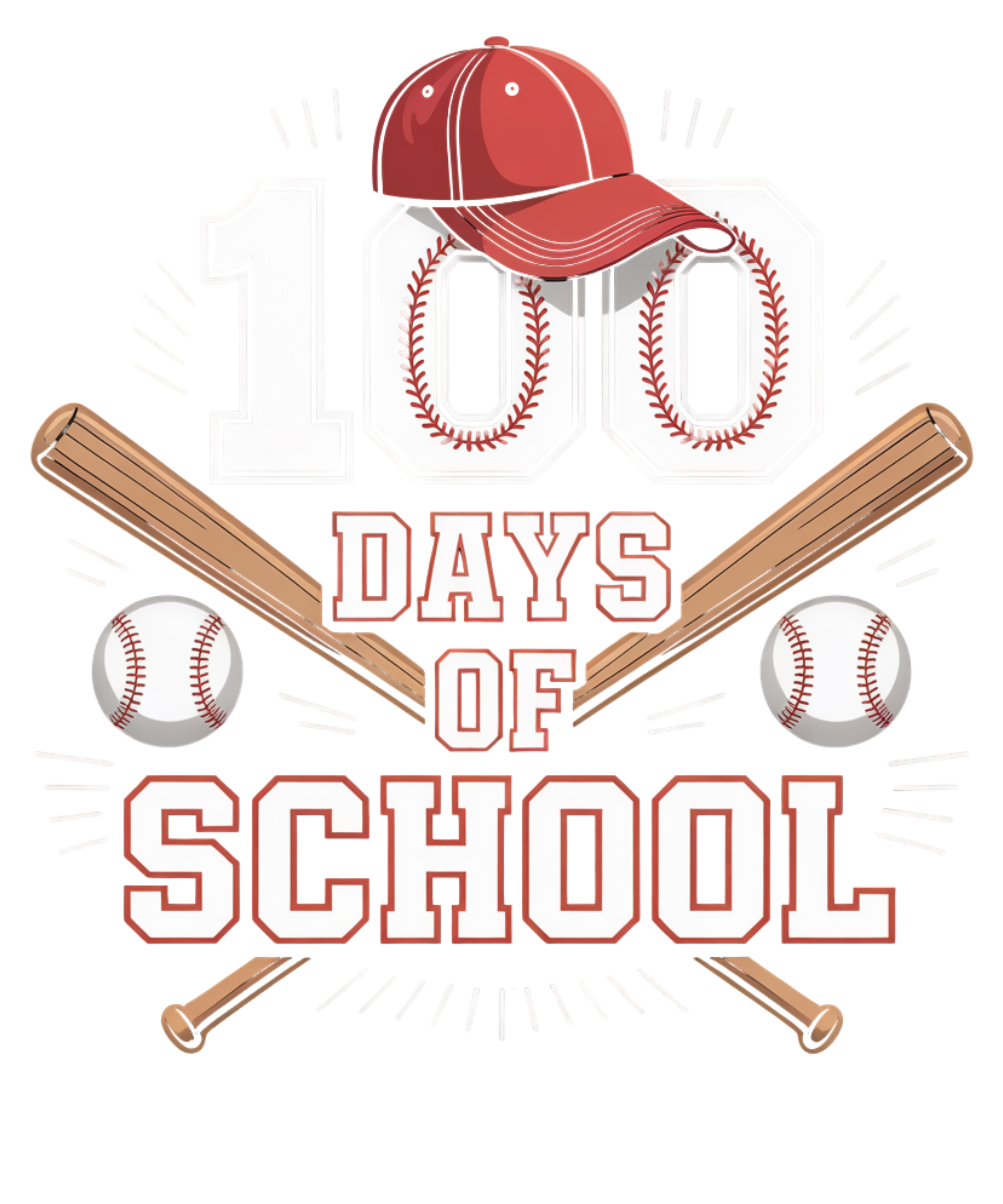 100 Days of School Baseball - School Ready to Press DTF Transfer