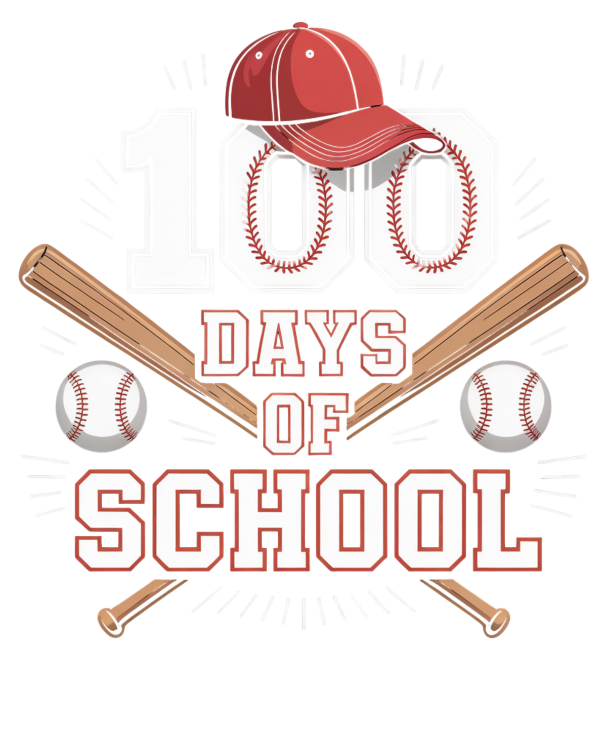100 Days of School Baseball - School Ready to Press DTF Transfer