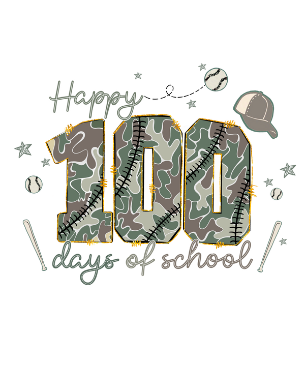 Camo 100 Day of School - School Ready to Press DTF Transfer