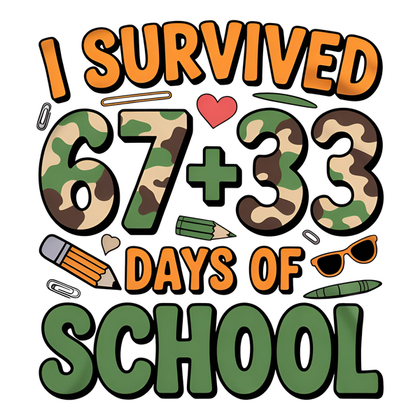Camo I Survived 67 - School Ready to Press DTF Transfer