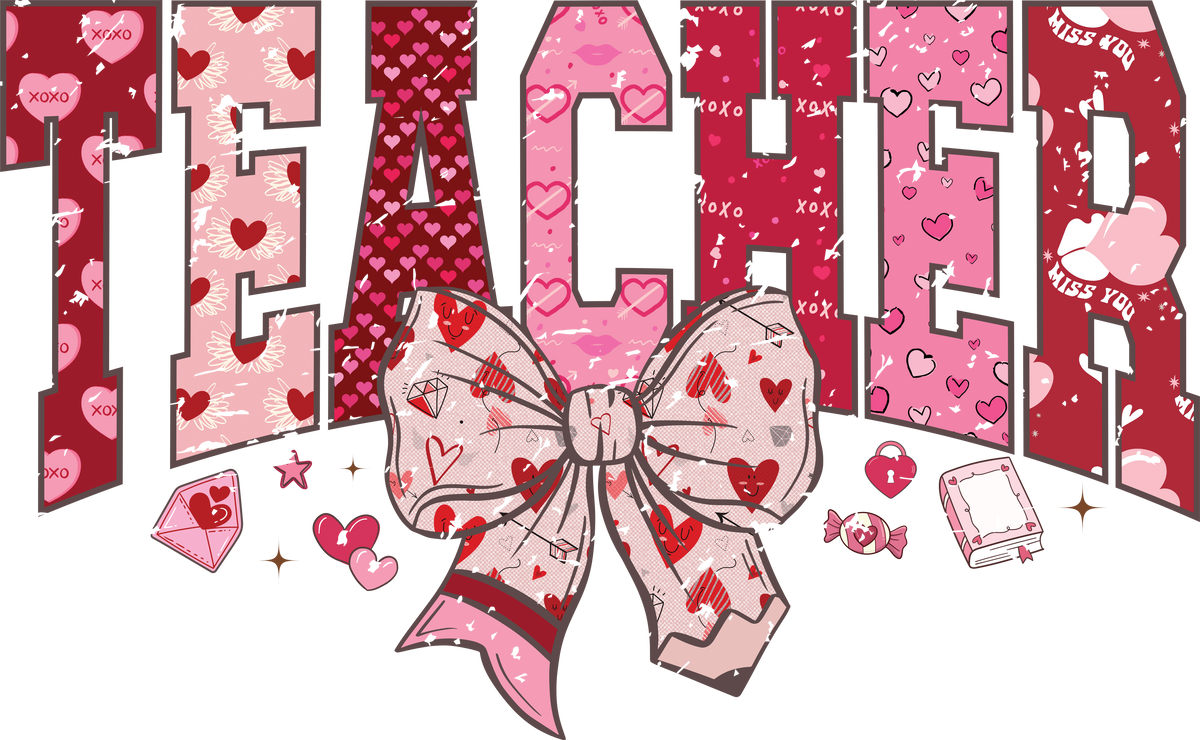 Coquette Valentine Teacher Pencil Bow - School Ready to Press DTF Transfer