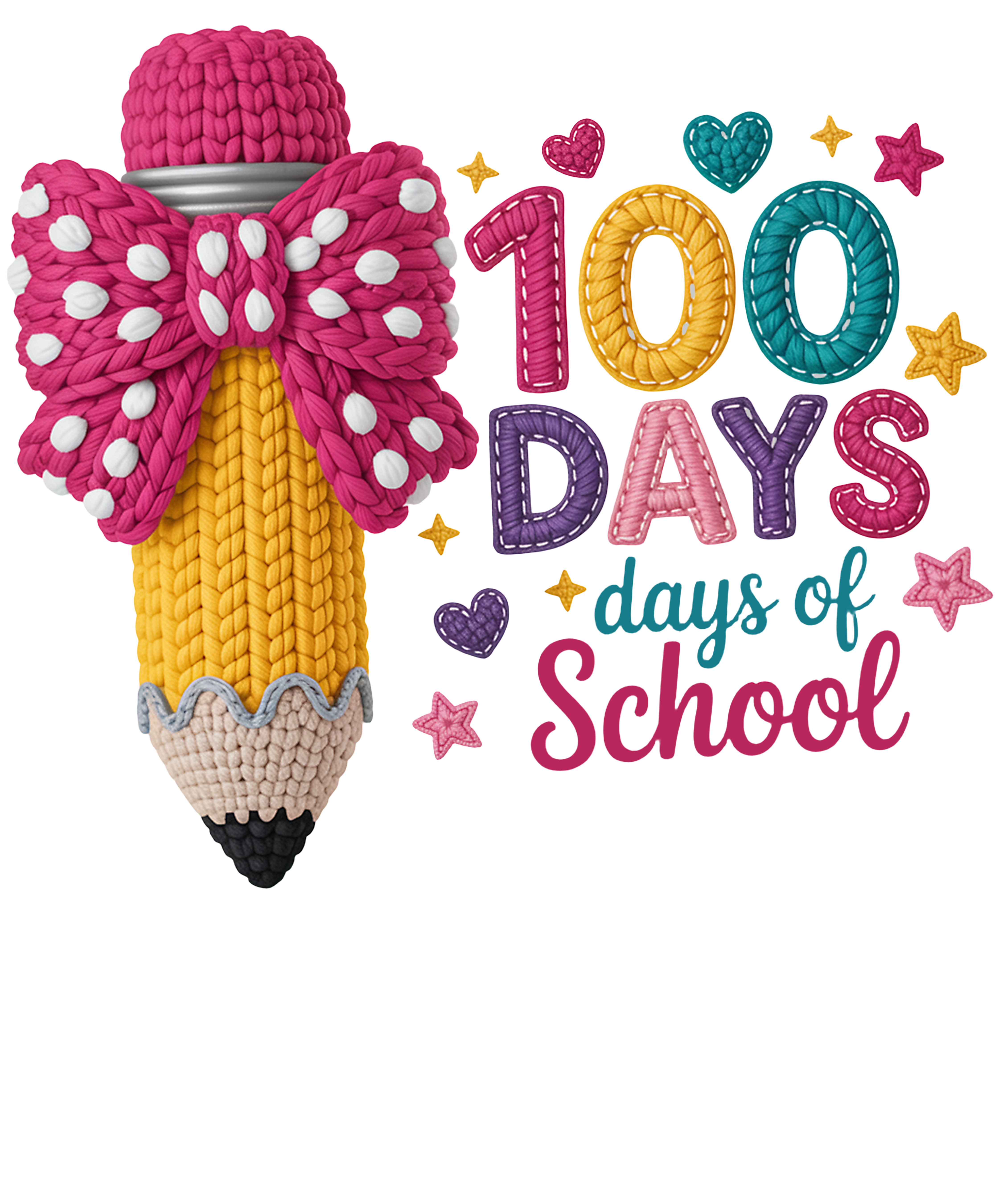 Faux Yarn 100 Days of - School Ready to Press DTF Transfer