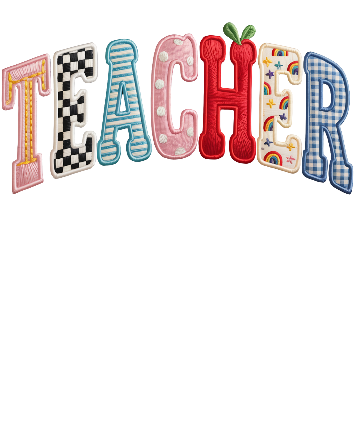 Faux Yarn Teacher Apple Checkered - School Ready to Press DTF Transfer