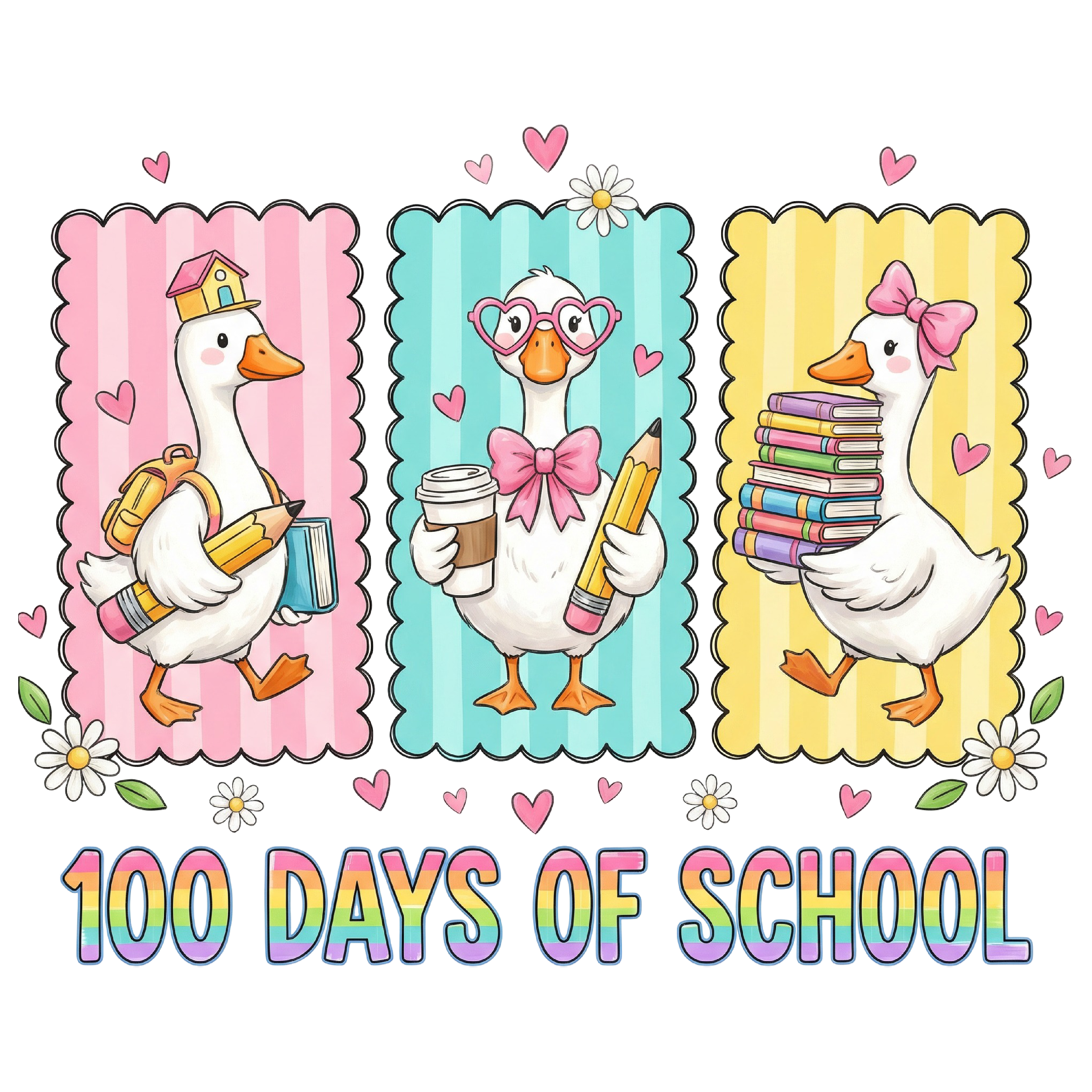 Funny Preppy 100 Days of School - School Ready to Press DTF Transfer