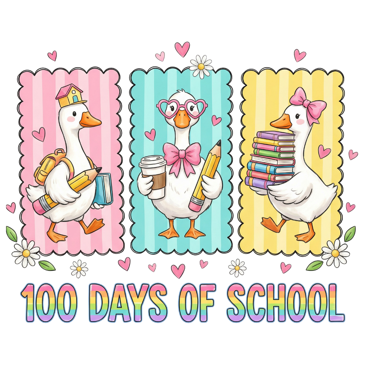 Funny Preppy 100Days of School - School Ready to Press DTF Transfer