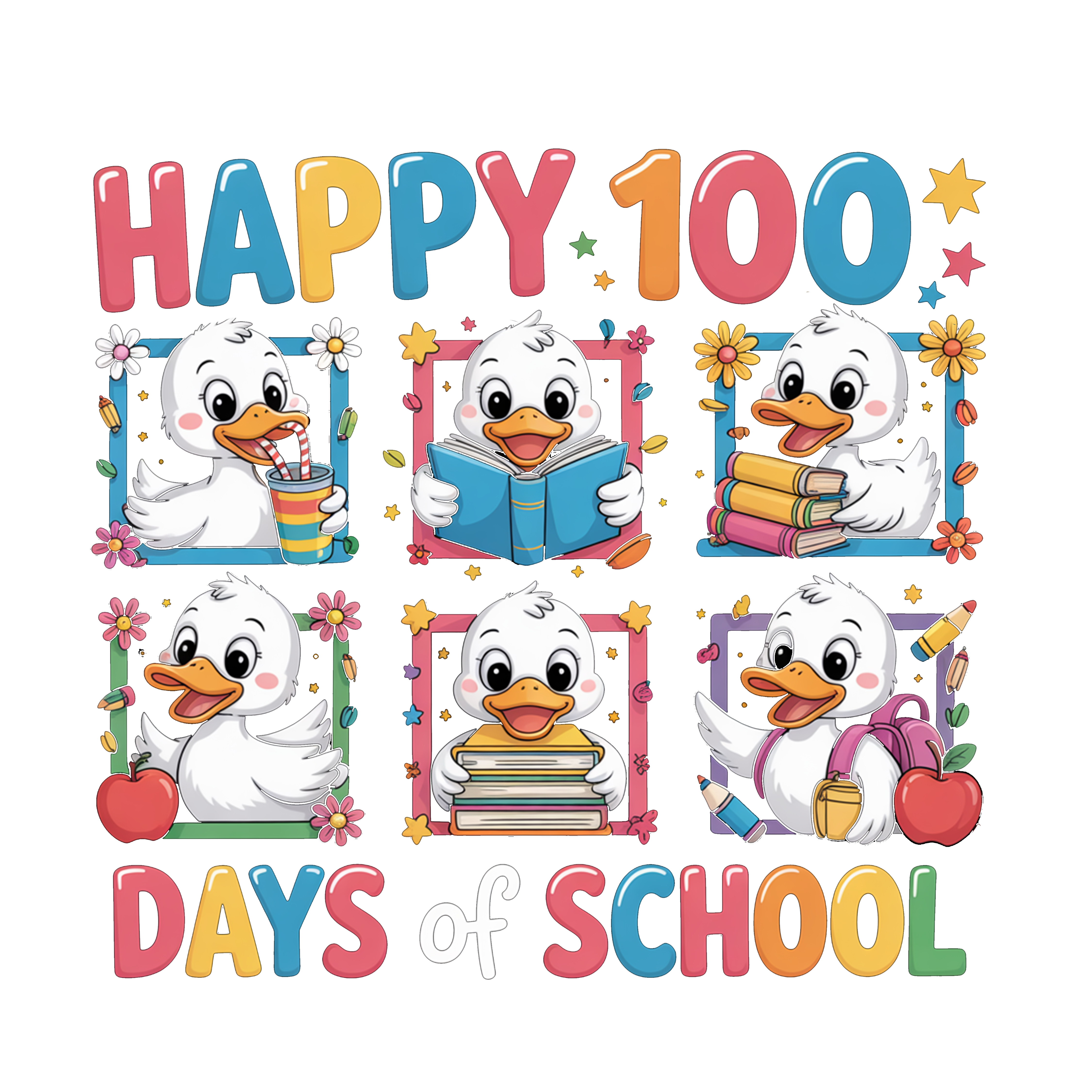 Happy 100 Days Of School - School Ready to Press DTF Transfer