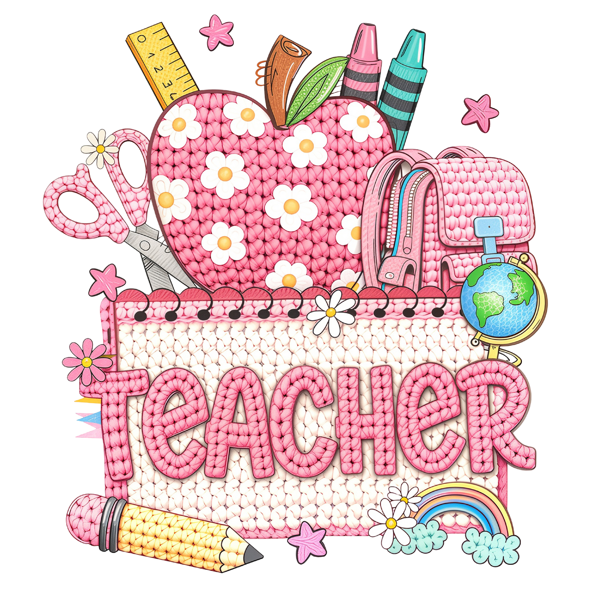Yarn Crochet Preppy Back to - School Ready to Press DTF Transfer