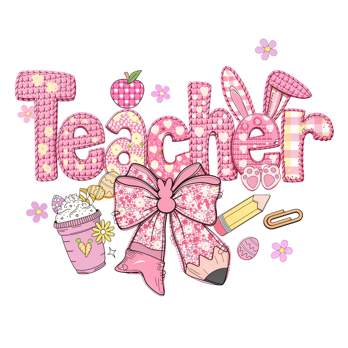 Yarn Crochet Teacher Easter - School Ready to Press DTF Transfer