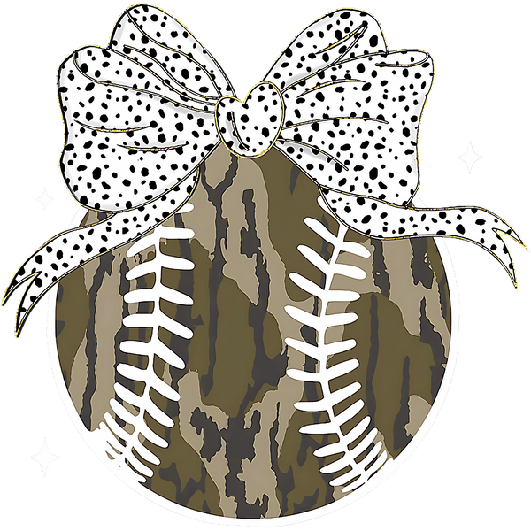 Camo Baseball Ball with Bow - Hunting Ready to Press DTF Transfer