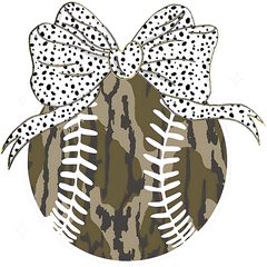 Camo Baseball Ball with Bow - Hunting Ready to Press DTF Transfer