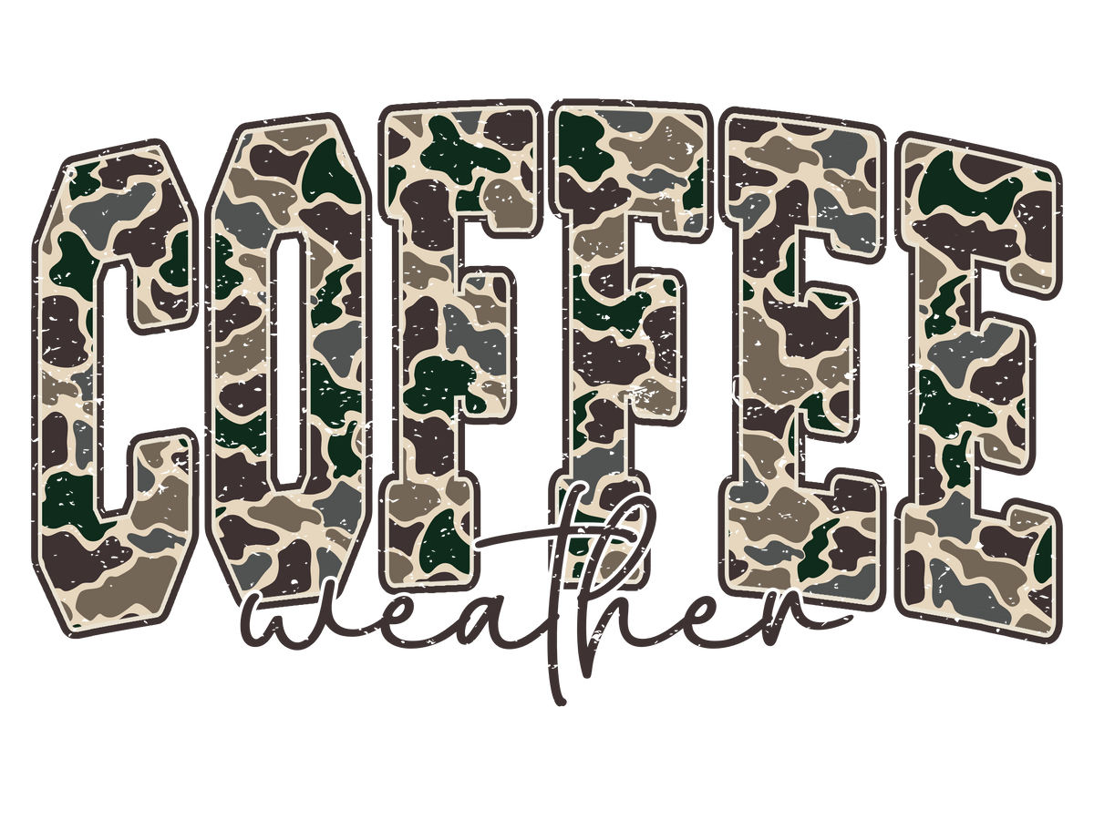 Camo Coffee Weather Camouflage Western - Hunting Ready to Press DTF Transfer