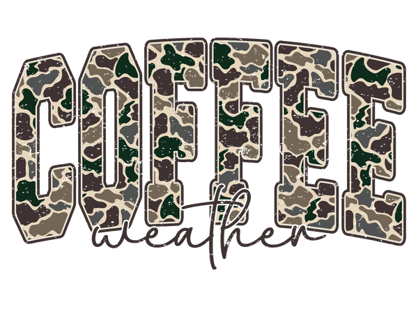 Camo Coffee Weather Camouflage Western - Hunting Ready to Press DTF Transfer