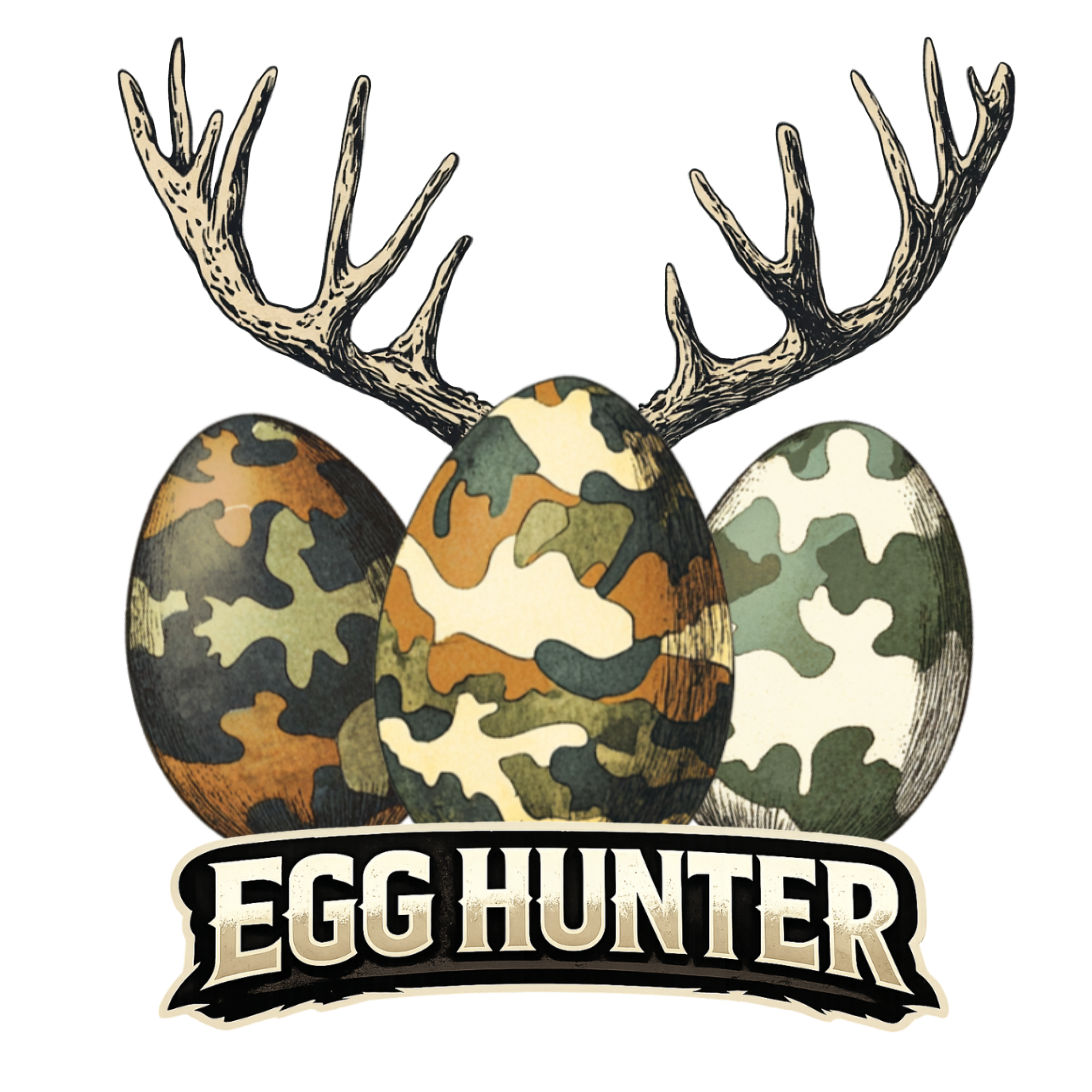 Camo Egg Hunter Deer Easter - Hunting Ready to Press DTF Transfer