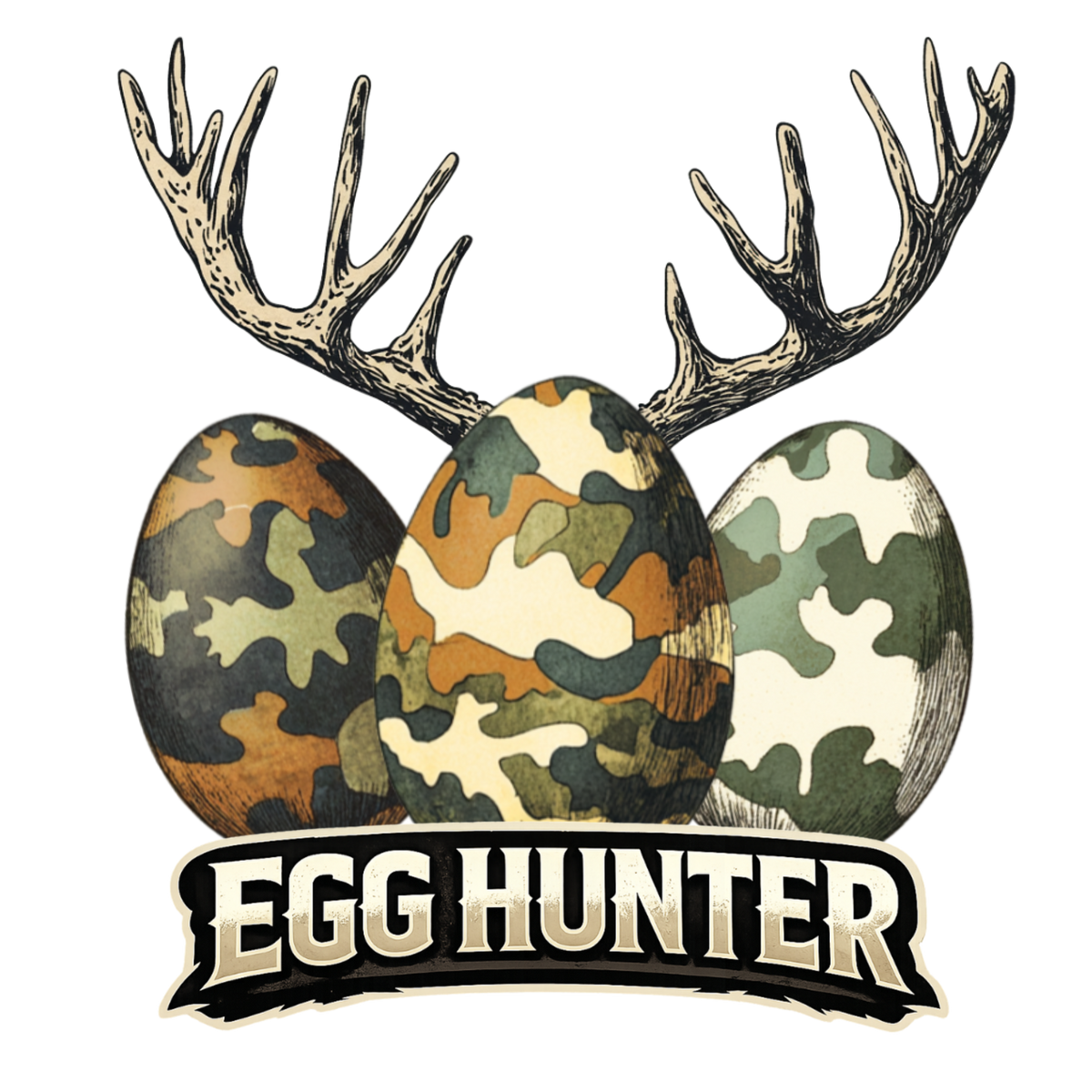 Camo Egg Hunter Deer Easter - Hunting Ready to Press DTF Transfer