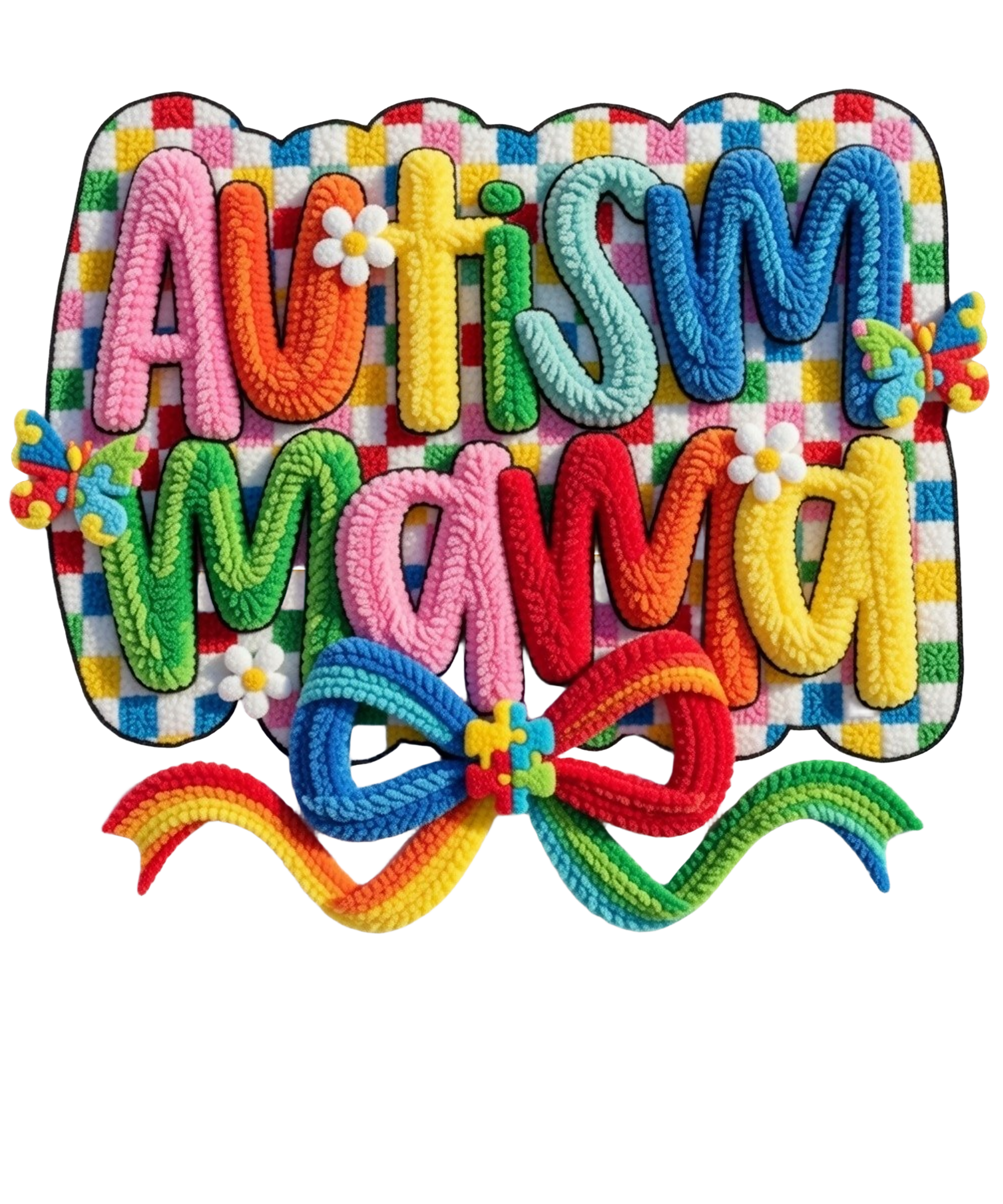 Autism Mama Faux Yarn Coquette - Mothers Day Ready to Press DTF Transfer