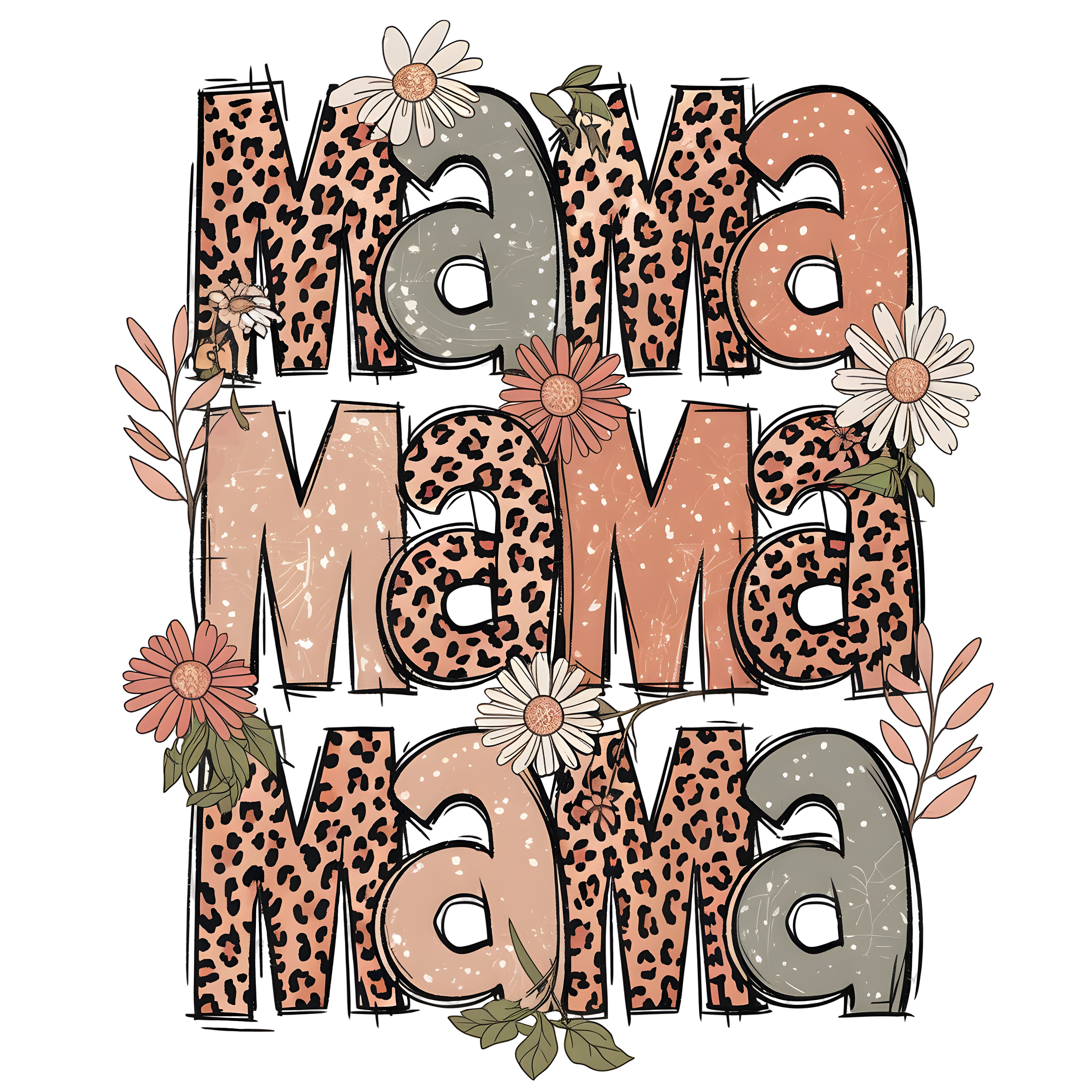 Leopard Mama Flower Mothers Day - Mothers Day Ready to Press DTF Transfer