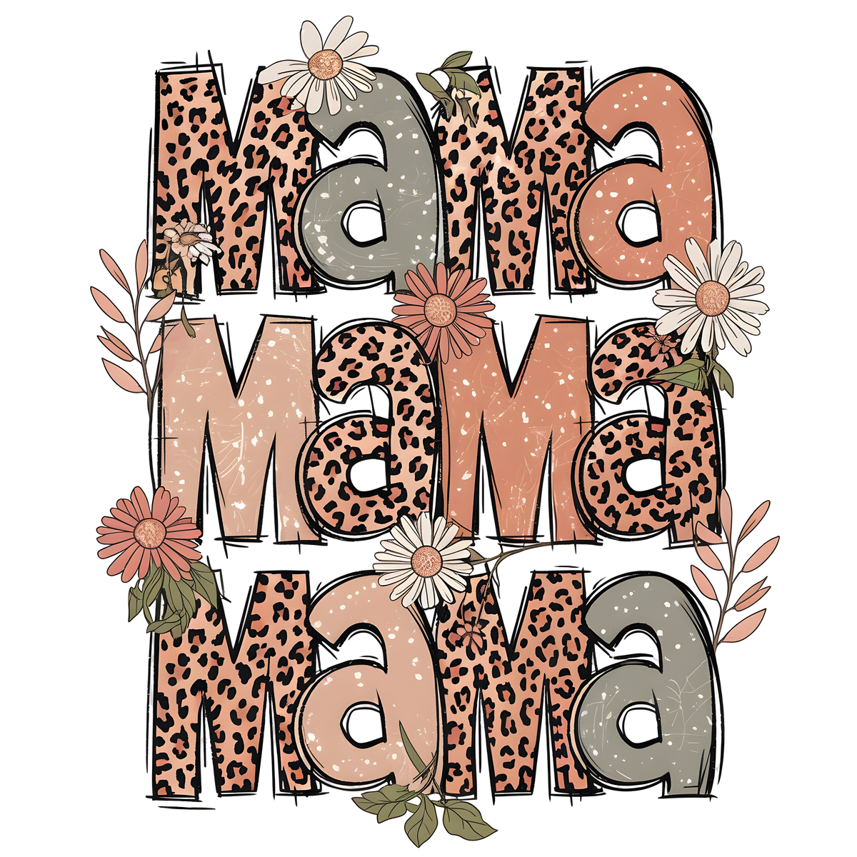 Leopard Mama Flower Mothers Day - Mothers Day Ready to Press DTF Transfer