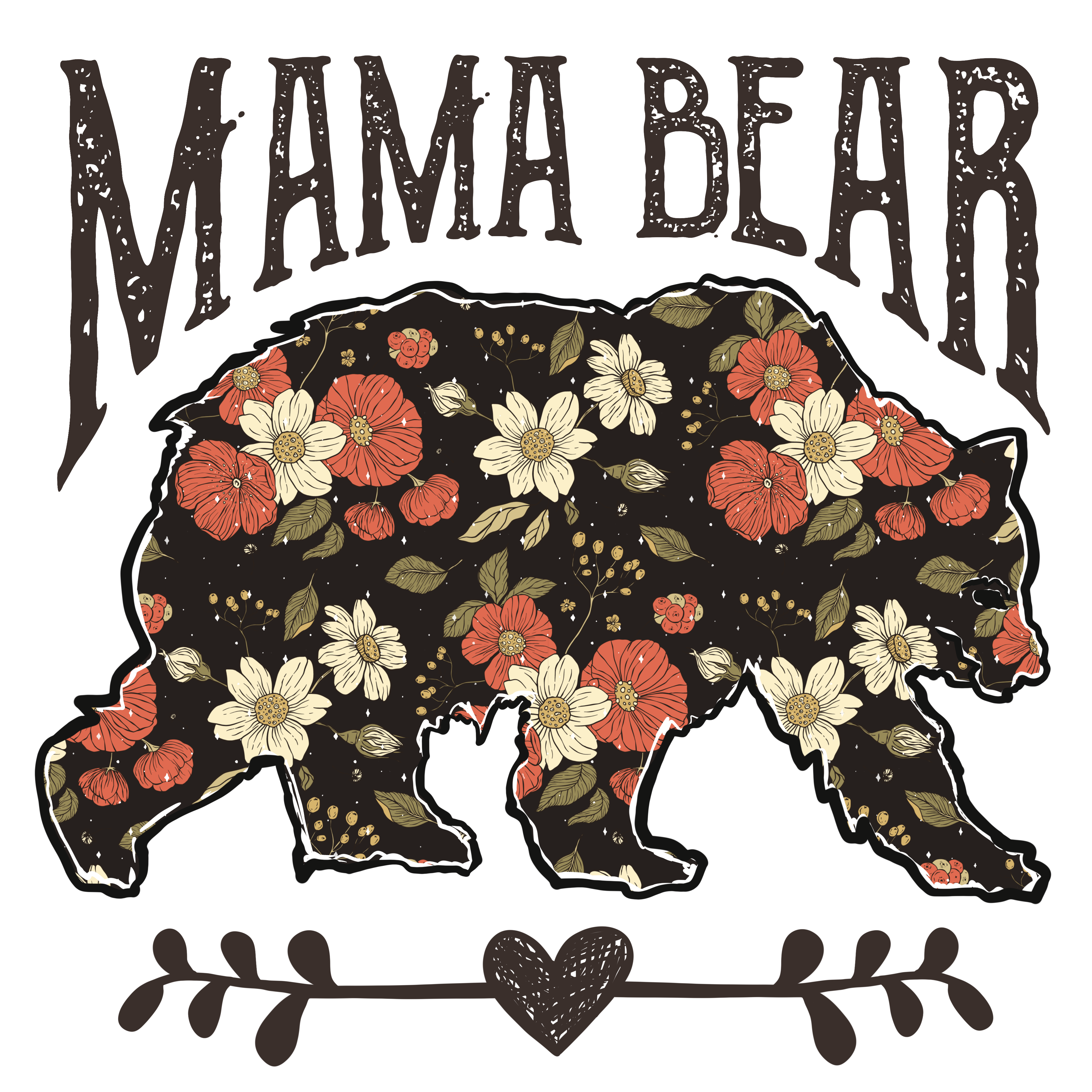 Mama Bear Retro Flower Vintage - Mothers Day Ready to Press DTF Transfer