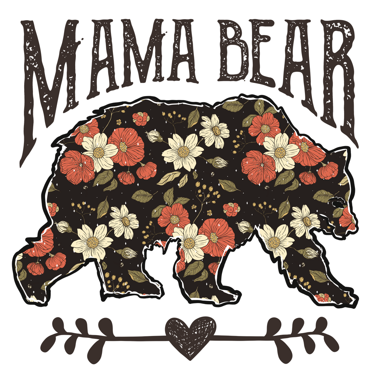 Mama Bear Retro Flower Vintage - Mothers Day Ready to Press DTF Transfer
