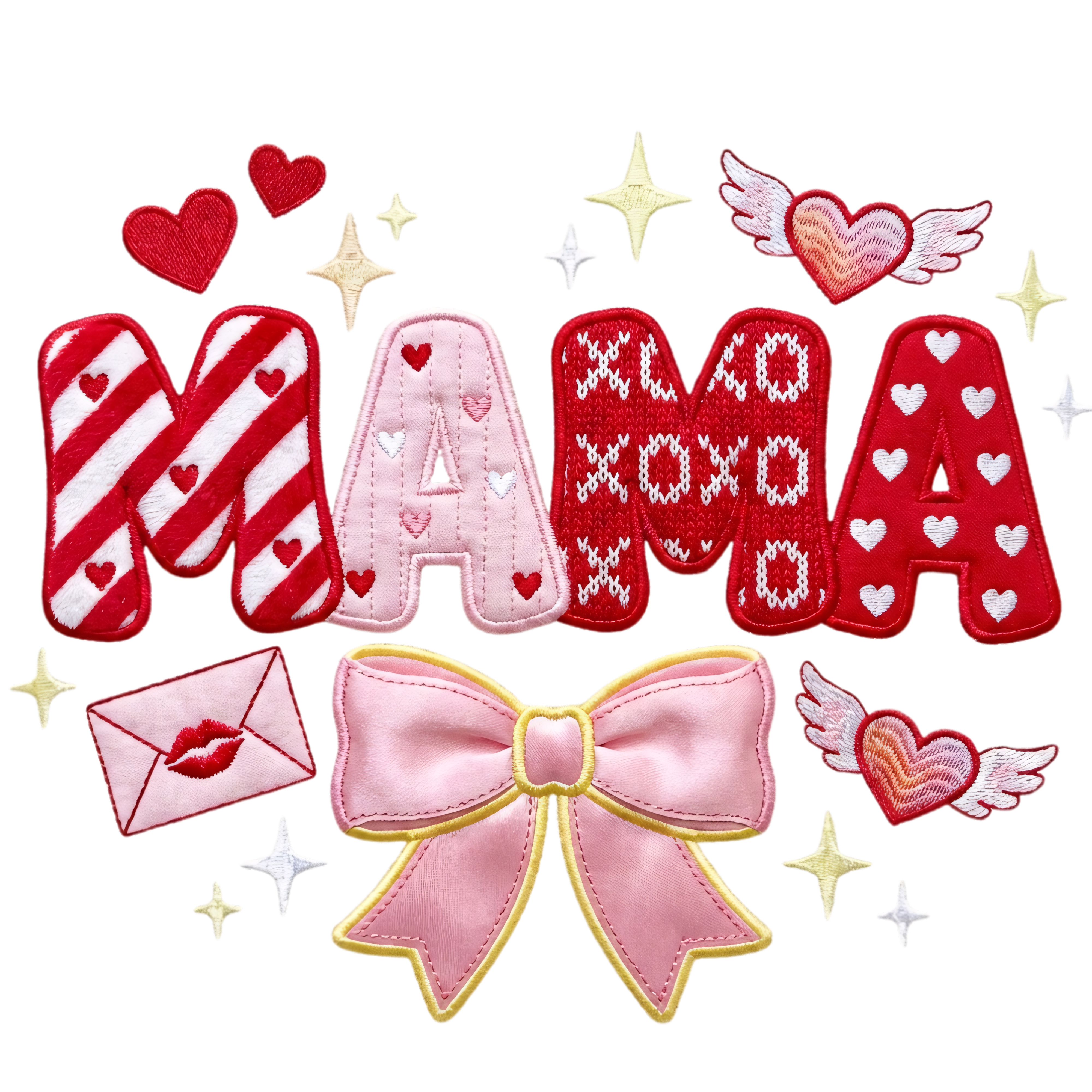 Mama Faux Embroidery Valentine - Mothers Day Ready to Press DTF Transfer