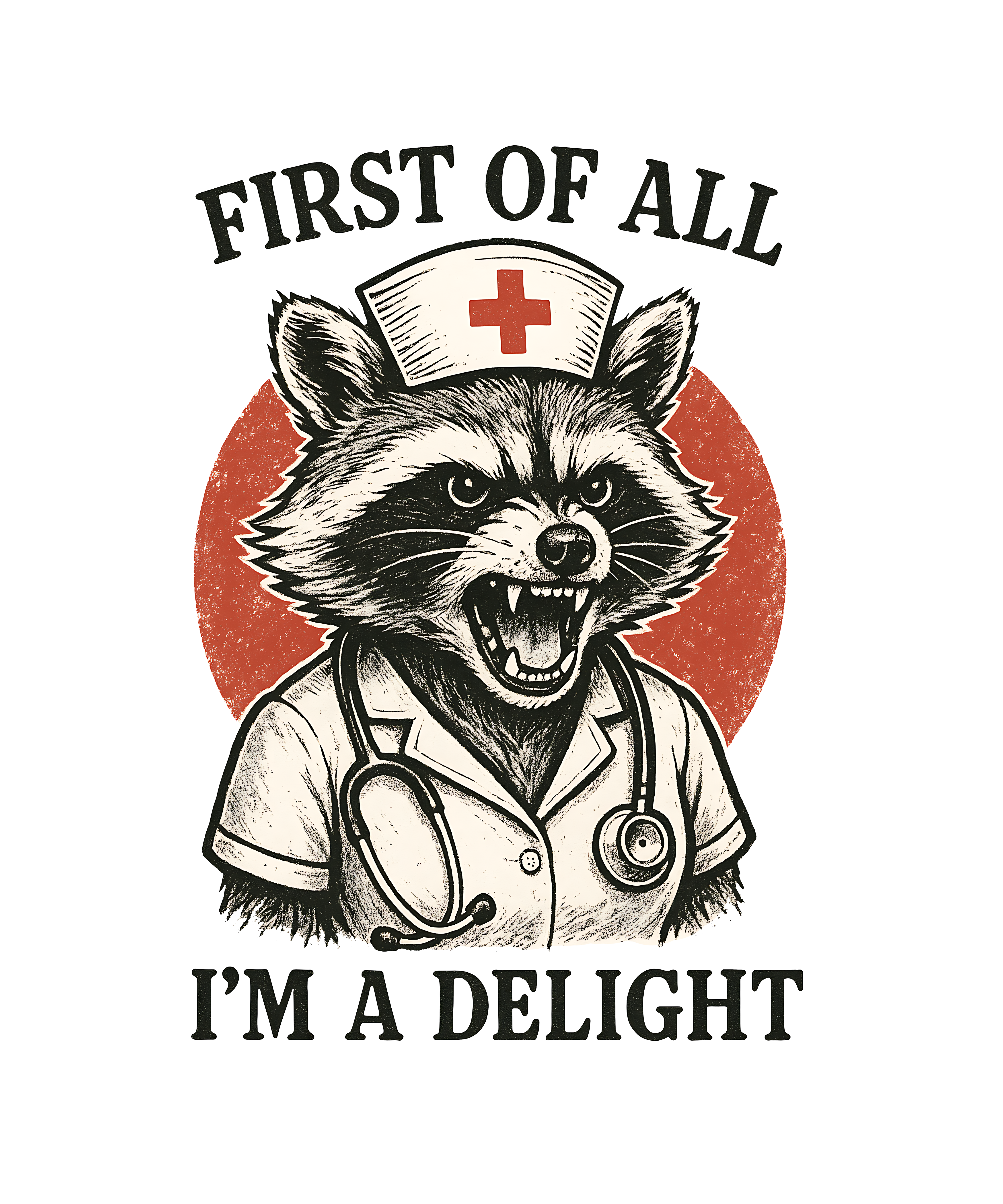 Angry Nurse Raccoon Funny - Nurse Ready to Press DTF Transfer