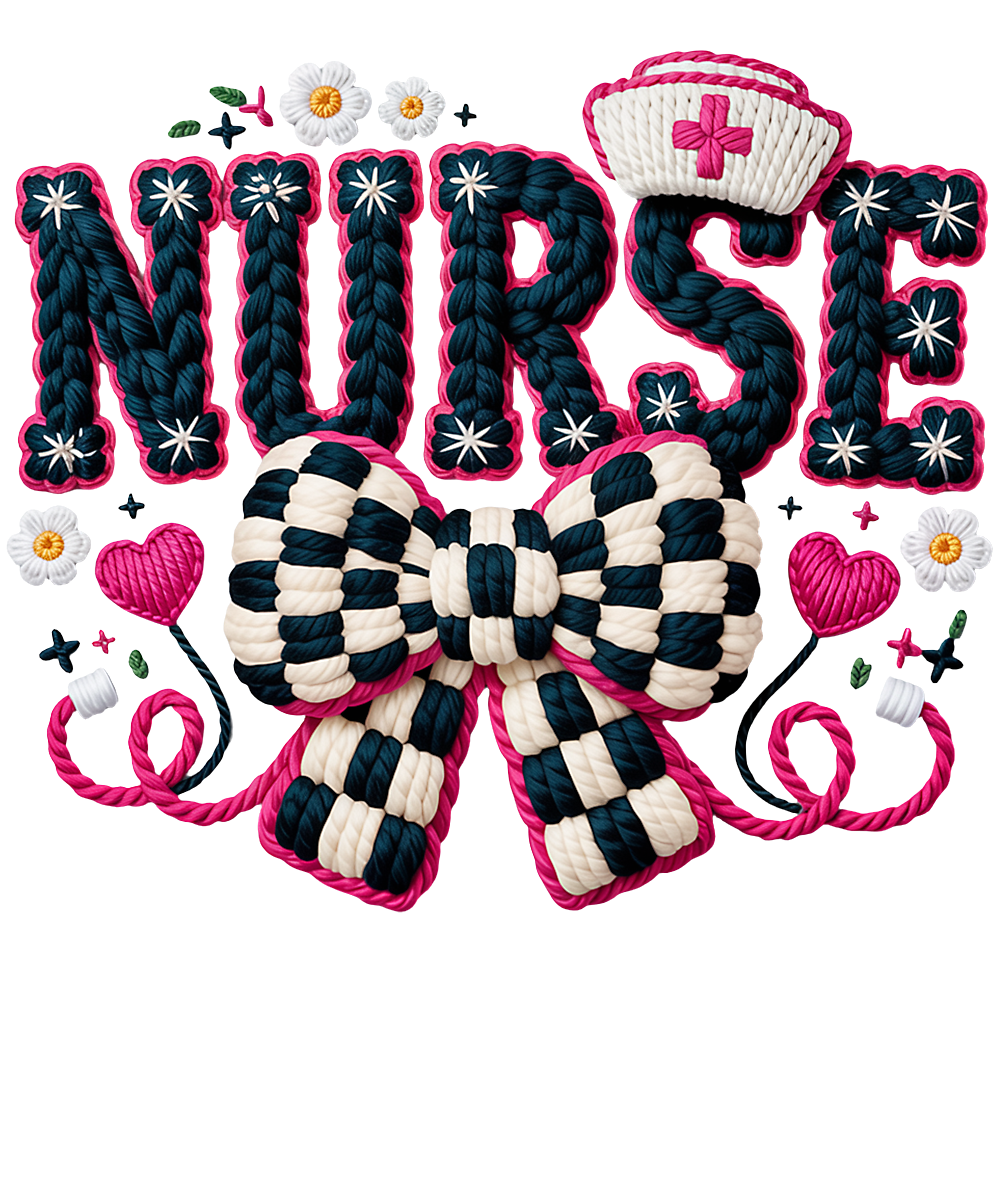 Faux Yarn Nurse Life Coquette - Nurse Ready to Press DTF Transfer