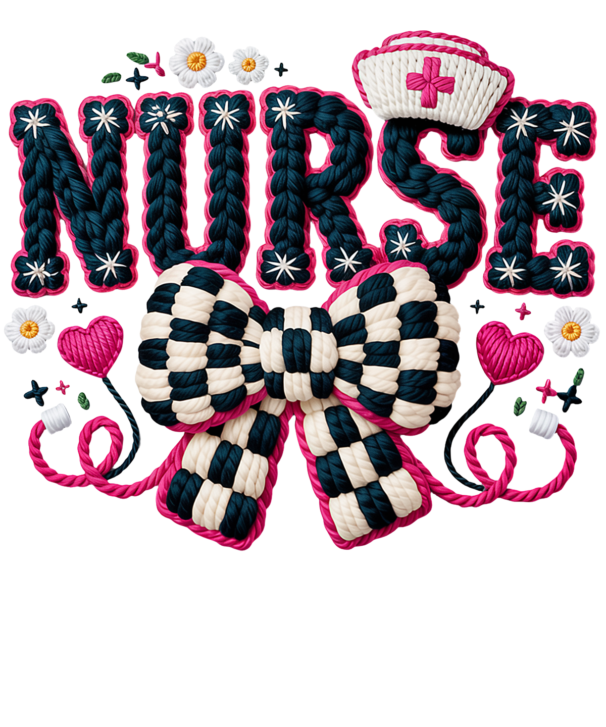 Faux Yarn Nurse Life Coquette - Nurse Ready to Press DTF Transfer
