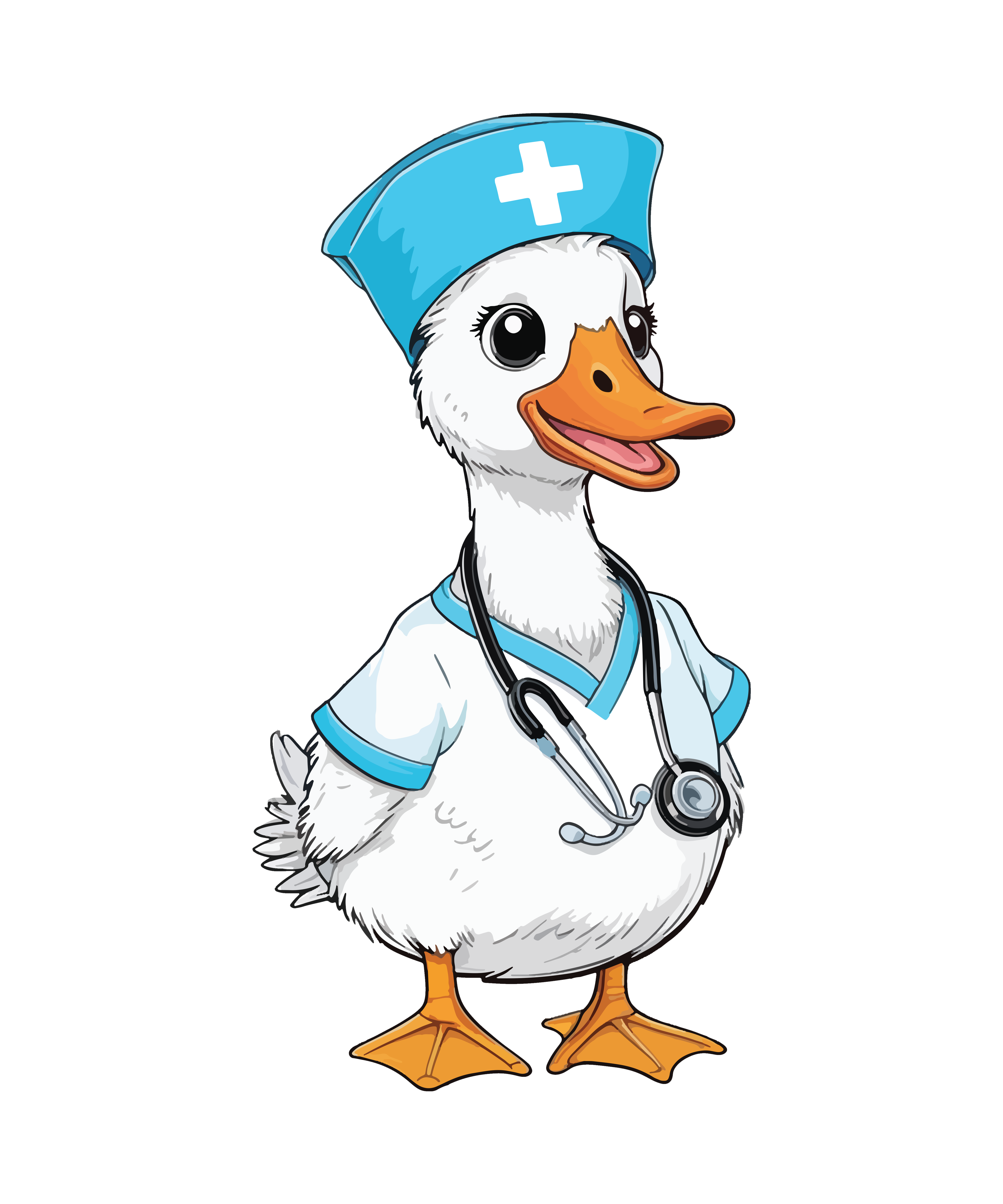 Funny Cartoon Duck Doctor - Nurse Ready to Press DTF Transfer