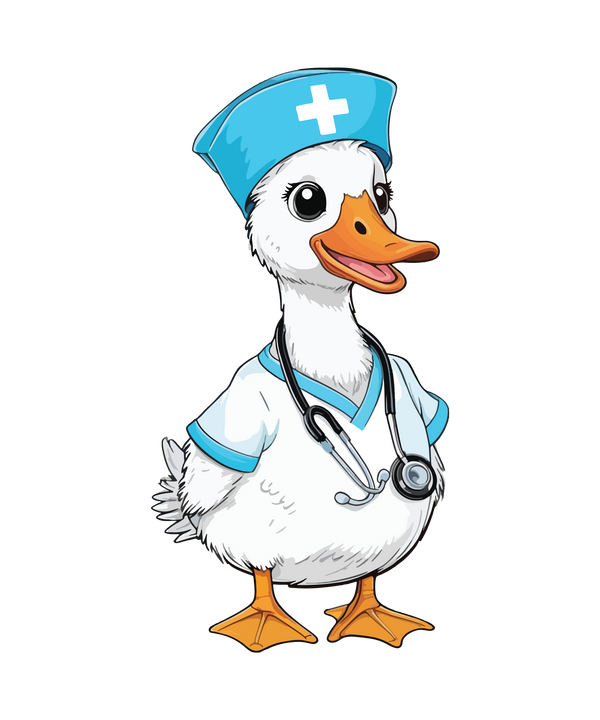 Funny Cartoon Duck Doctor - Nurse Ready to Press DTF Transfer