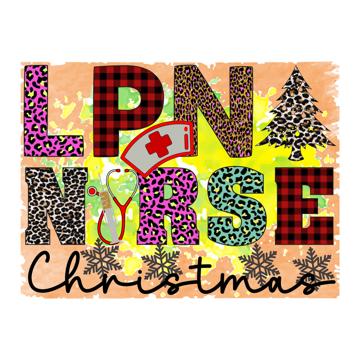 LPN Nurse Christmas - Nurse Ready to Press DTF Transfer