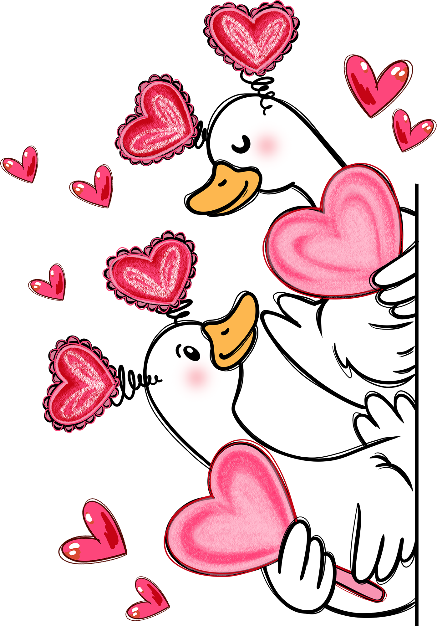 Valentine Day Love Goose - Valentines Day Ready to Press DTF Transfer