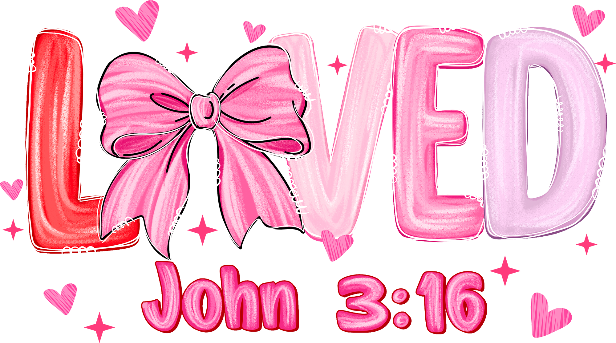 Valentine Bow Loved - Valentines Day Ready to Press DTF Transfer