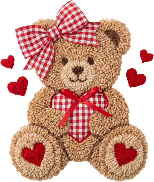 Valentine Red Heart And Bow Teddy Bear - Valentines Day Ready to Press DTF Transfer