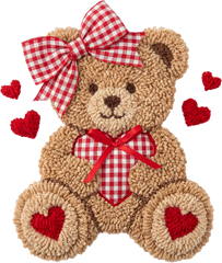 Valentine Red Heart And Bow Teddy Bear - Valentines Day Ready to Press DTF Transfer