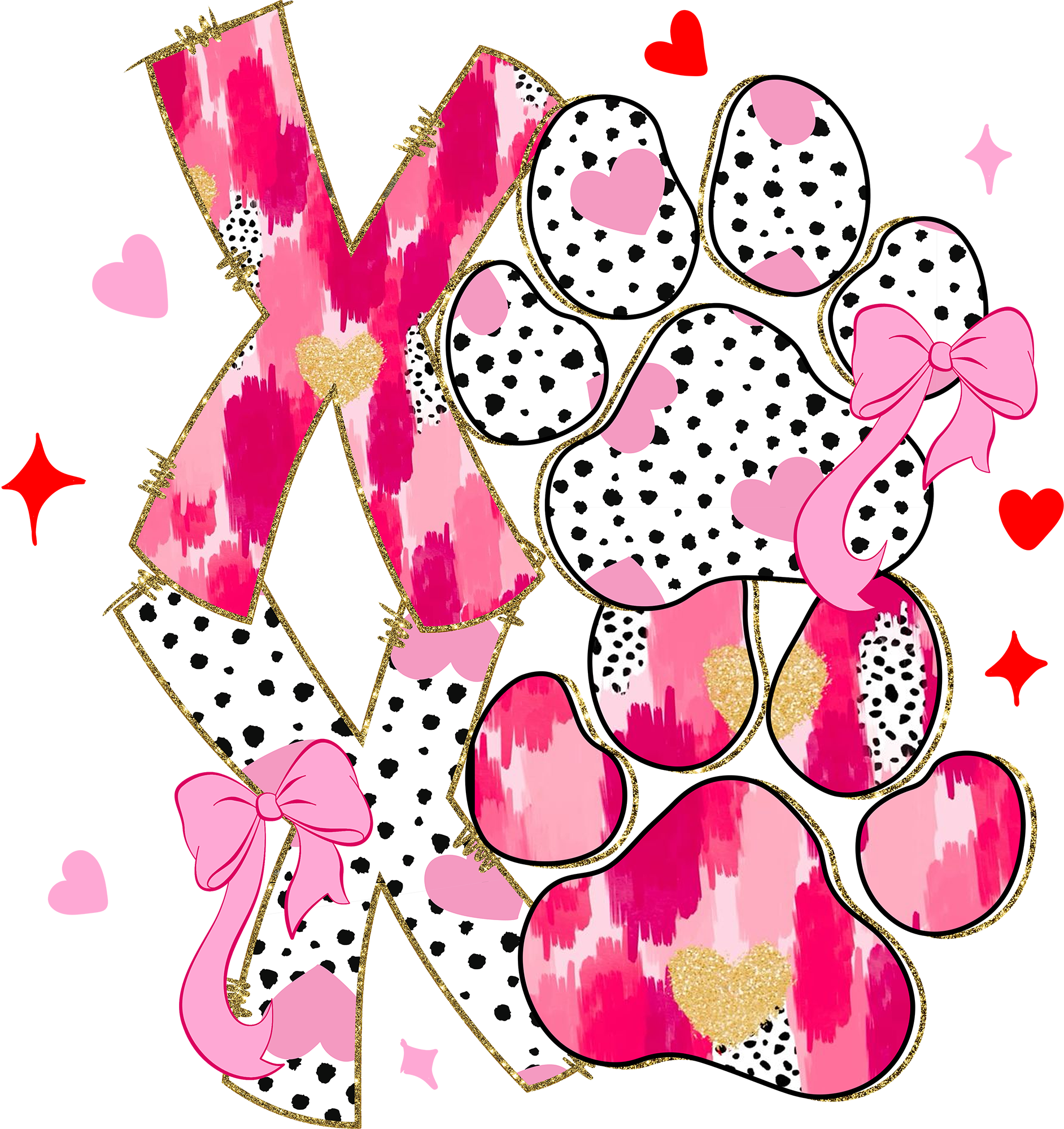 Valentine Xoxo Paw - Valentines Day Ready to Press DTF Transfer