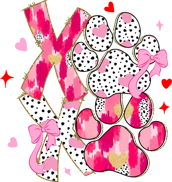 Valentine Xoxo Paw - Valentines Day Ready to Press DTF Transfer