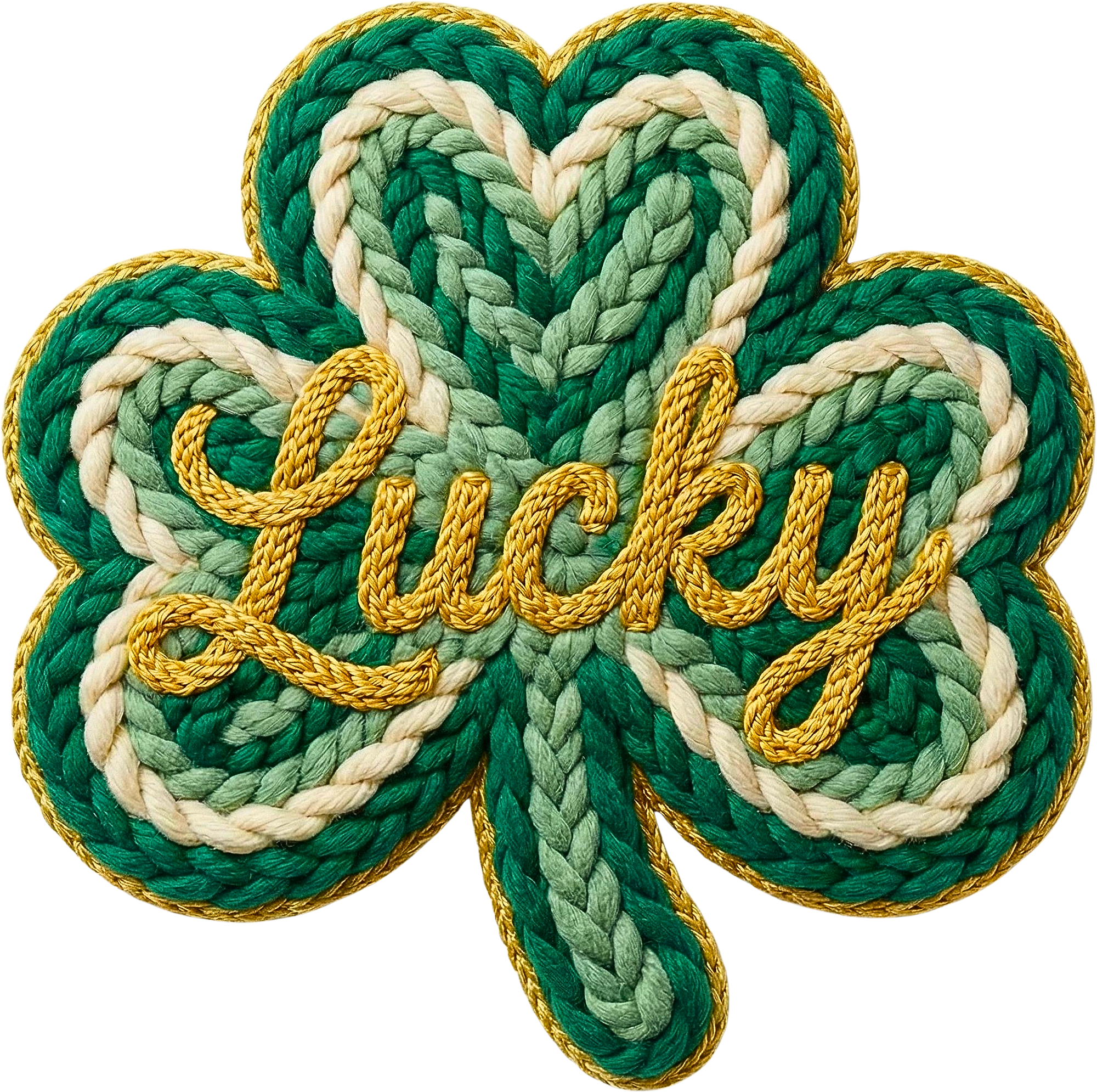 Faux Yarn Crochet Lucky Clover - St Patricks Day Ready to Press DTF Transfer